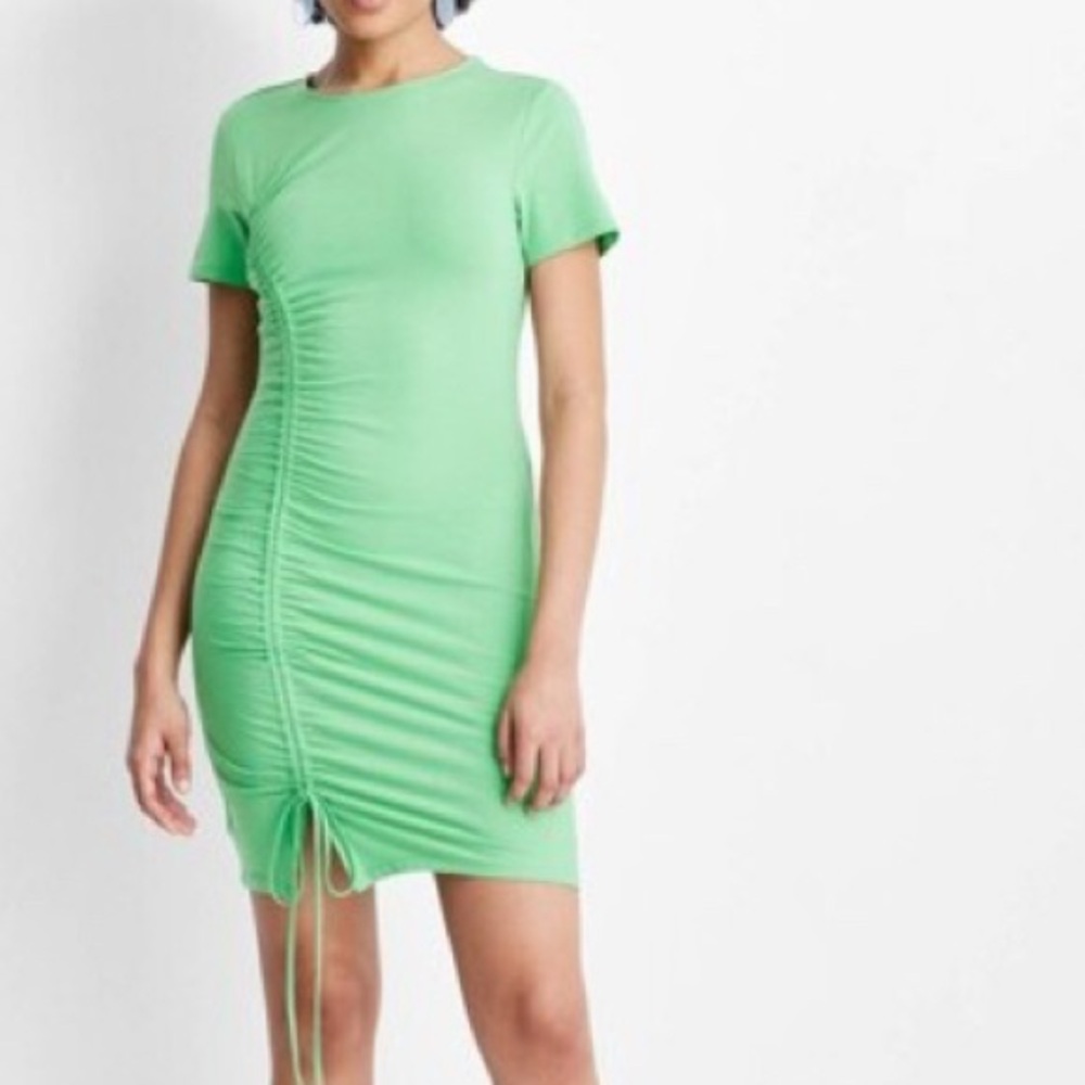 Future Collective x Target Dress Bodycon Mini Knit Ruched Short Sleeves Green